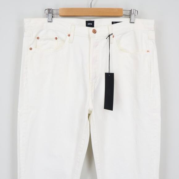 NWT Edwin Hana Classic Straight Crop Button-Fly Denim Jean White Noise Size 34 - Picture 3 of 8